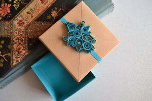 Turquoise Quilling Origami Gift Box by ReverseCascade