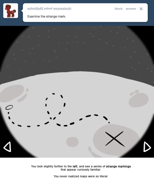 You look slightly further to the left, and see a series of strange markings that appear curiously familiar.
You never realized maps were so literal.