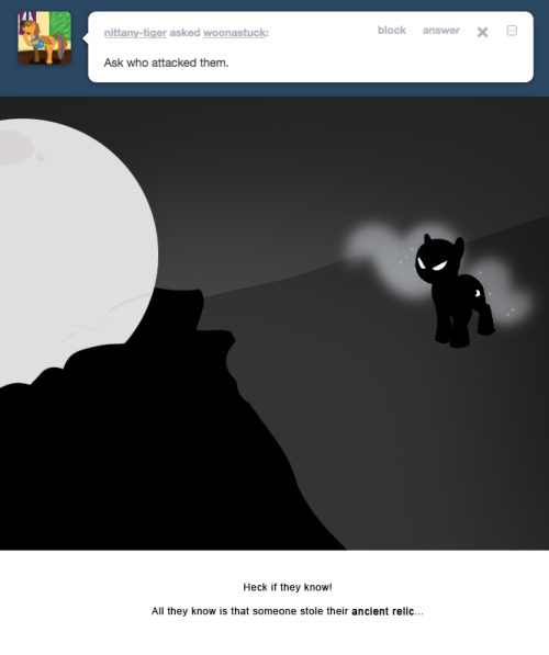 > Ask who attacked them.
Heck if they know!
All they know is that someone stole their ancient relic&hellip;