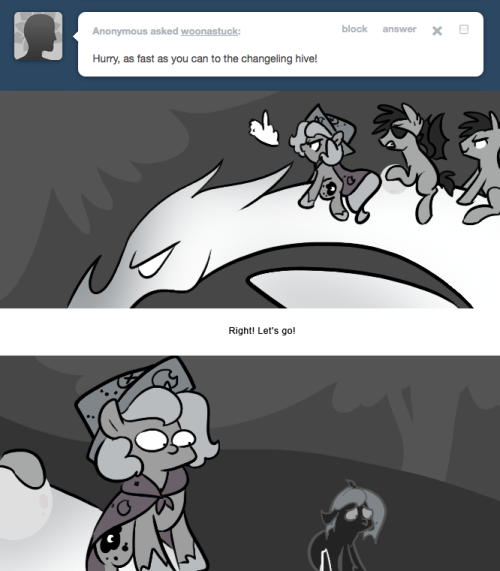 > Hurry, as fast as you can to the changeling hive!
Right! Let&rsquo;s go!