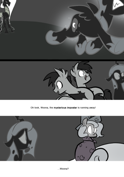 Oh look, Woona, the mysterious imposter is running away!
&hellip;Woona?