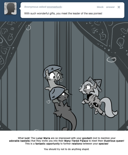 What luck! The Lunar Maria are so impressed with your goodwill (not to mention your adorable baskets) that they invite you into their Many-Tiered Palace to meet their illustrious queen!
This is a fantastic opportunity to further relations between...