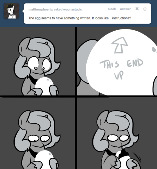 > The egg seems to have something written. It looks like&hellip; instructions?