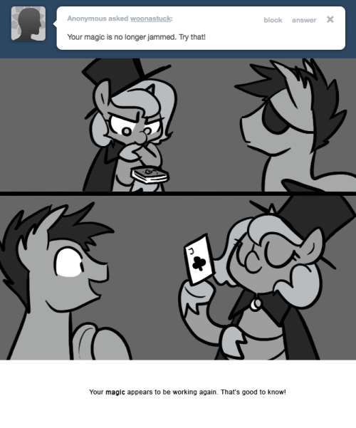 > Your magic is no longer jammed. Try that!
Your magic appears to be working again. That’s good to know!