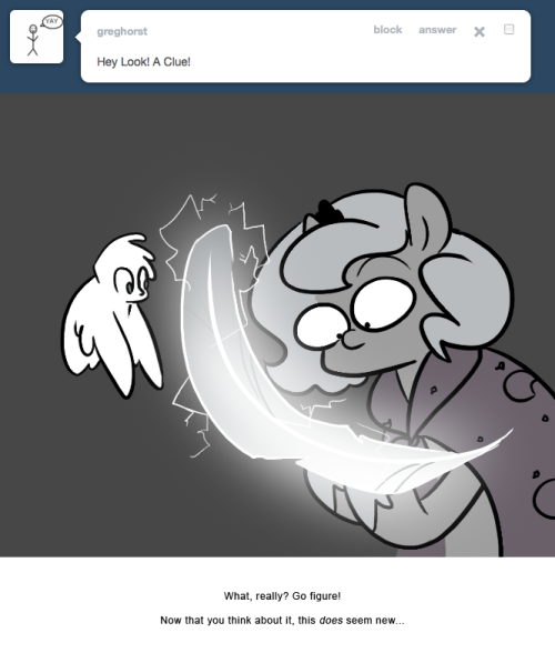 > Hey Look! A Clue!
What, really? Go figure!
Now that you think about it, this does seem new&hellip;