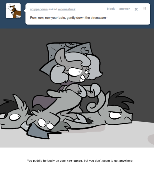 > Row, row, row your bats, gently down the streeaaam~
You paddle furiously on your new canoe, but you don&rsquo;t seem to get anywhere.