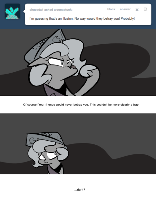 > I’m guessing that’s an illusion. No way would they betray you! Probably!
Of course! Your friends would never betray you. This couldn’t be more clearly a trap!
…right?
