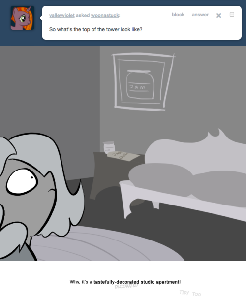 > So what’s the top of the tower look like?
Why, it's a tastefully-decorated studio apartment!
